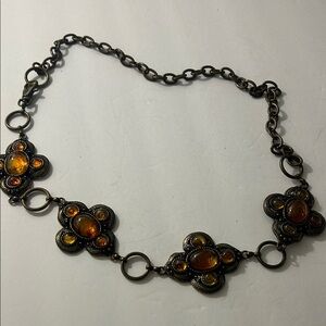 Western Amber and Bronze Chain Hip Metal Belt Size S